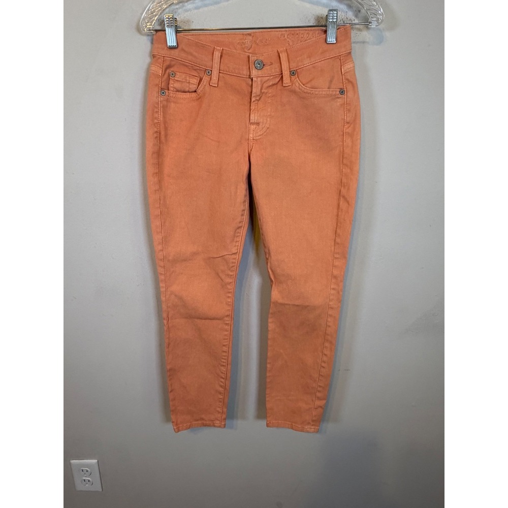 7 For All Mankind Womens Cropped Skinny Jeans Stretch Orange 25